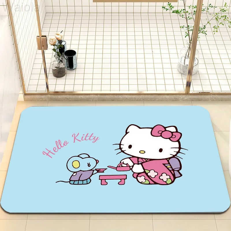 Sanrio Cute Cartoon Hello Kitty Floor Mat Bathroom Absorbent Non Slip Mat Bathroom Door Mat Entrance Mat Fully Covered Foyer Mat L251016