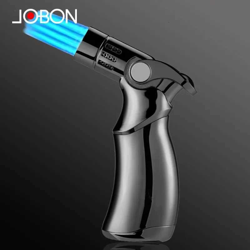 JOBON Hot Sale 4 Flame Direct Flush Turbo Torch Butane Gas Lighter H Flame Adjustable Wormwood Cigar Special Windproof Lighter C251016
