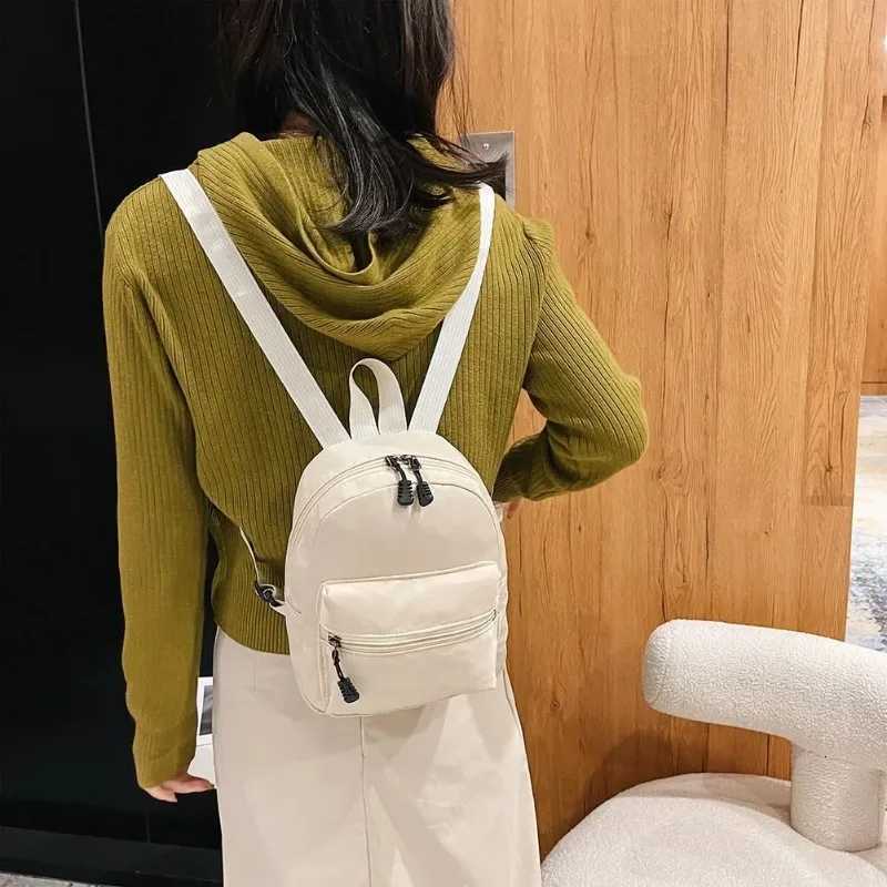Nylon Backpack Preppy Mini School Bags for Girls Cute Small Travel Women Backpack Waterproof Solid Casual Knapsack Rucksack NewT251016