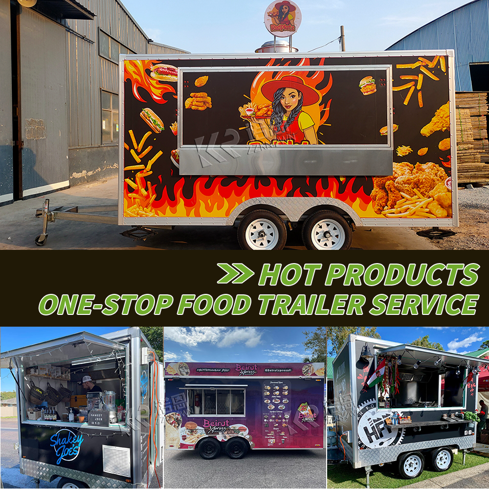 Customized Barbecue Hot Dogs Trailer Mobile Kitchen Fast Food Truck Trailer Fully Equipped Street Fast Food Trailer