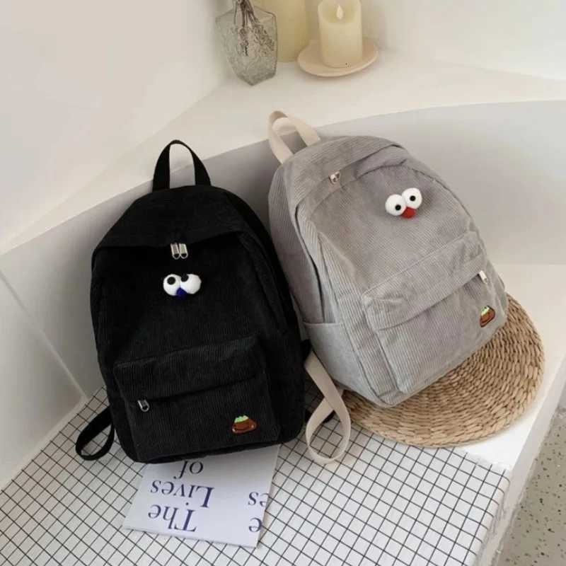 Korean version of the college style schoolbag largecapacity corduroy backpack junior high school schoolbag womens outdoor lT251016