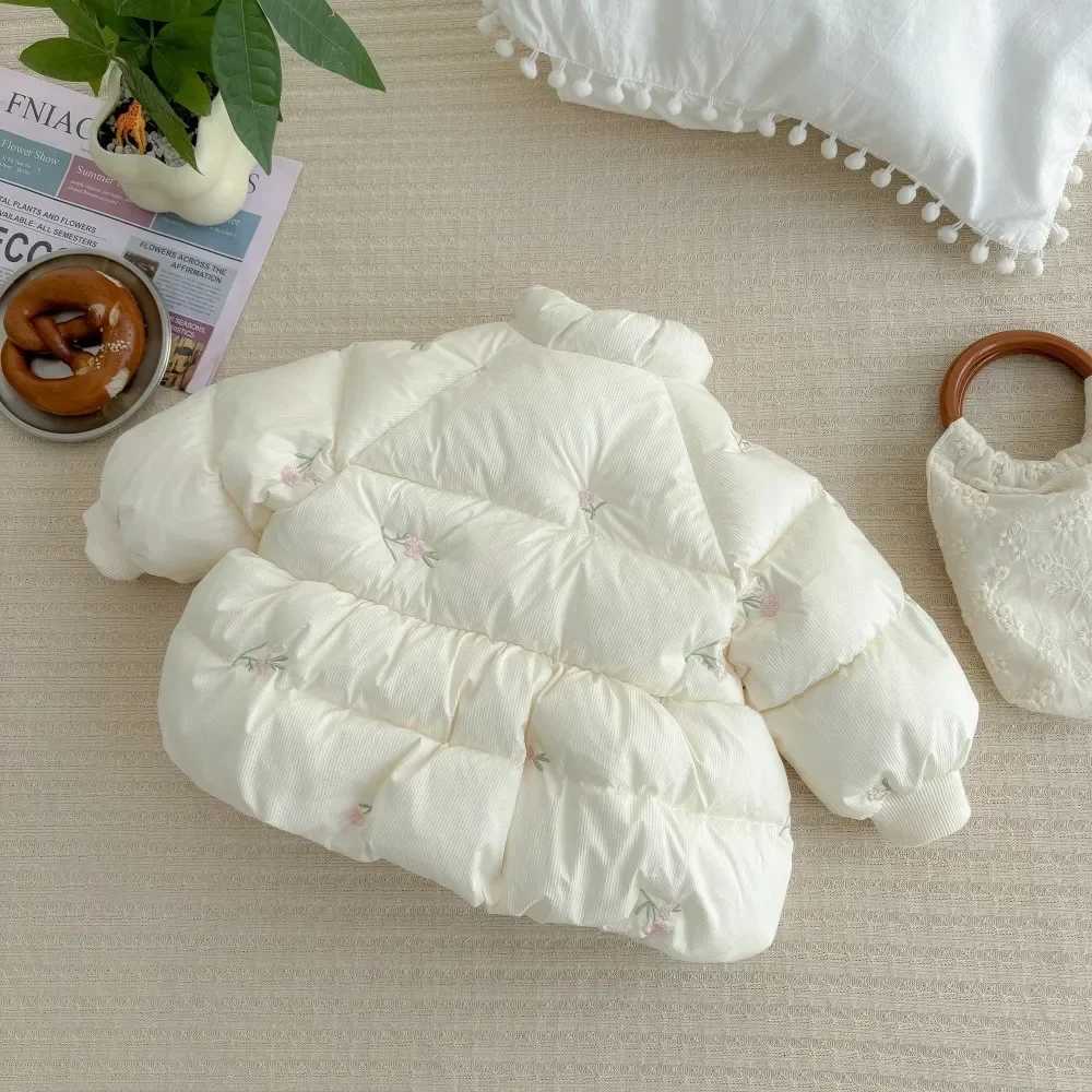 Girls Plus Velvet Winter Clothes 12M5Y Childrens Thickened Cotton Coat Baby Warm Stand Collar Embroidered JacketT251016