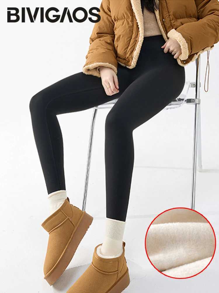 BIVIGAOS New Autumn Winter Cashmere Velvet Shark Leggings Women Red Notrace Thickened High Waist Butt Lifting Warm LeggingsT251016