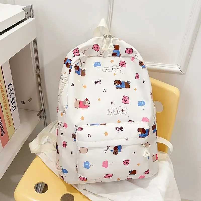 Cute Cartoon Puppy Dog Print Backpack Largecapacity Casual Student Schoolbag Fashion Delicate Personality Trend Travel Bag GiftT251016