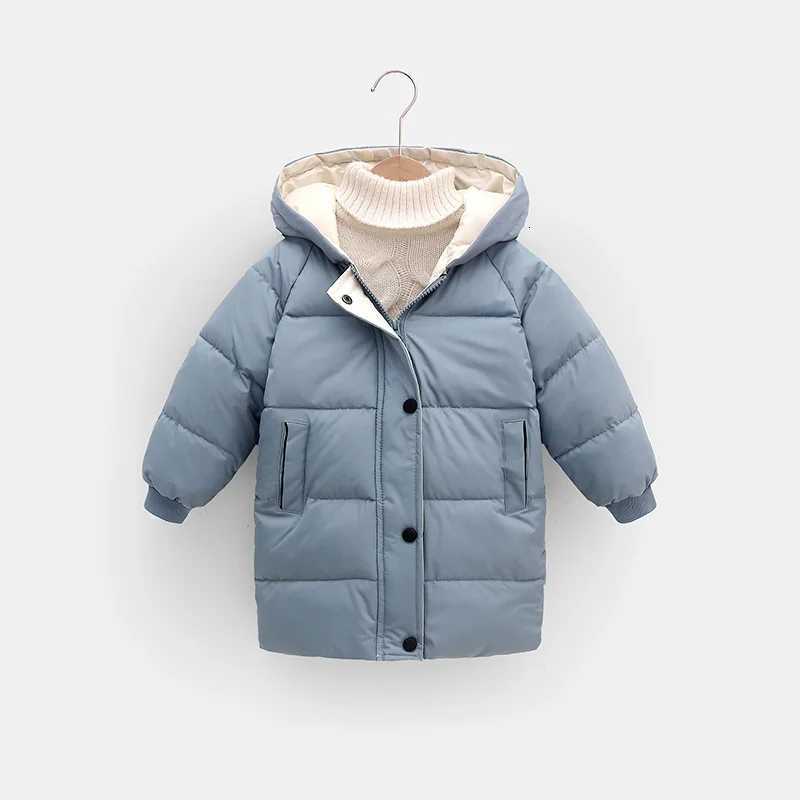 Winter Cold Protection Warm Hooded Jacket Kids Boys Girls Solid MidLength Coat Windbreaker Outerwear Casual Clothing 310 YearsT251016