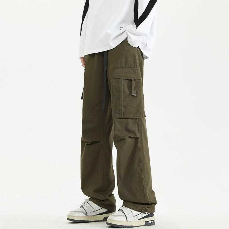 2025 autumn new fashion mens cotton casual fashion loose straight leg wide leg multi pocket work pants mens sports pants styl J251203
