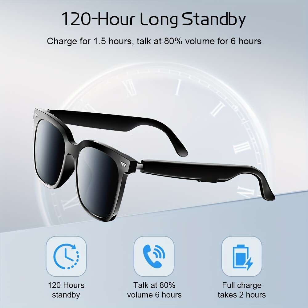 CHABAIDAO Yj01 Smart Glasses, AI With Speaker, Featuring Built-In Open-Ear Dual Stereo Microphone And Speakers Voice Control, Unisex Grey Lens Glasses