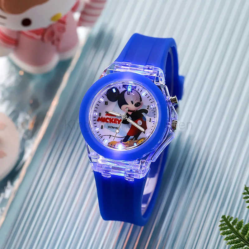 Disney Mickey Children Watches Girls Color Light Source Silicone Princess Elsa Kids Watch Boys Gift Wrist Clock H251016