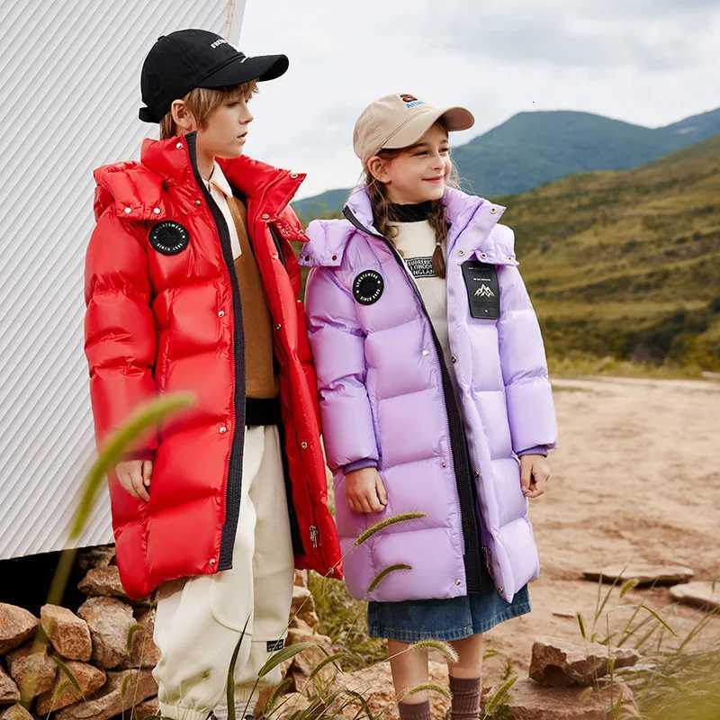 Duck Black Gold Childrens Down Jacket Winter Clothes 90 White Duck down Medium and Large Childrens MidLength Thickened CoatT251016