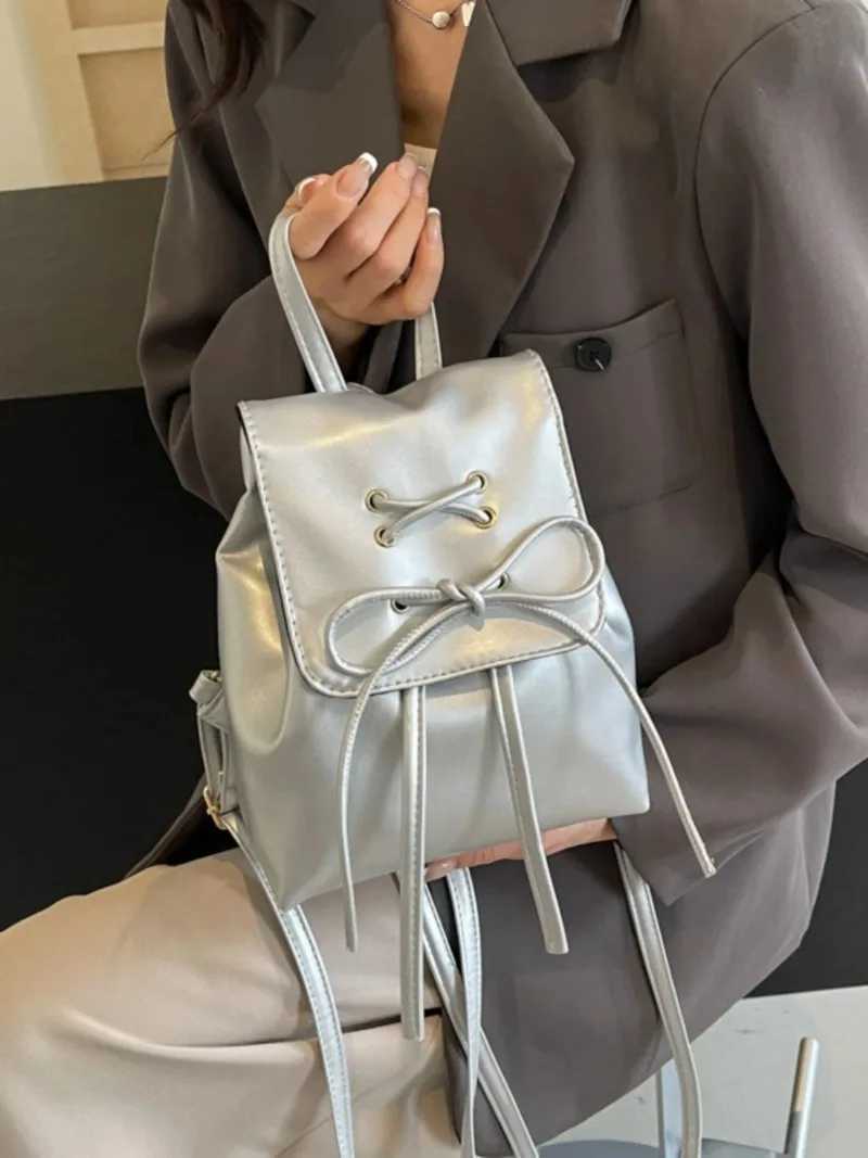Korean Style Backpack Women Knot Double Small Bag Ladies 2025 New Fashion Bapa Cute Handheld Single Shoulder Bag BookbagT251016