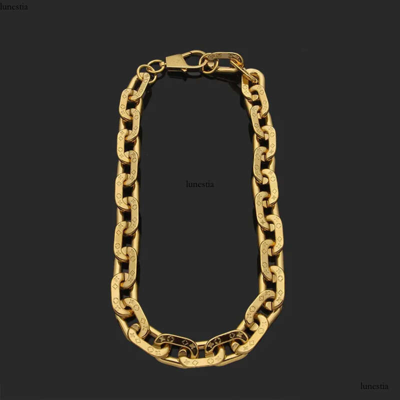 V Letter Mens Designer Titanium Stainless Steel Gold Chains Thick Chain Printed Necklace Jewelry For Womens