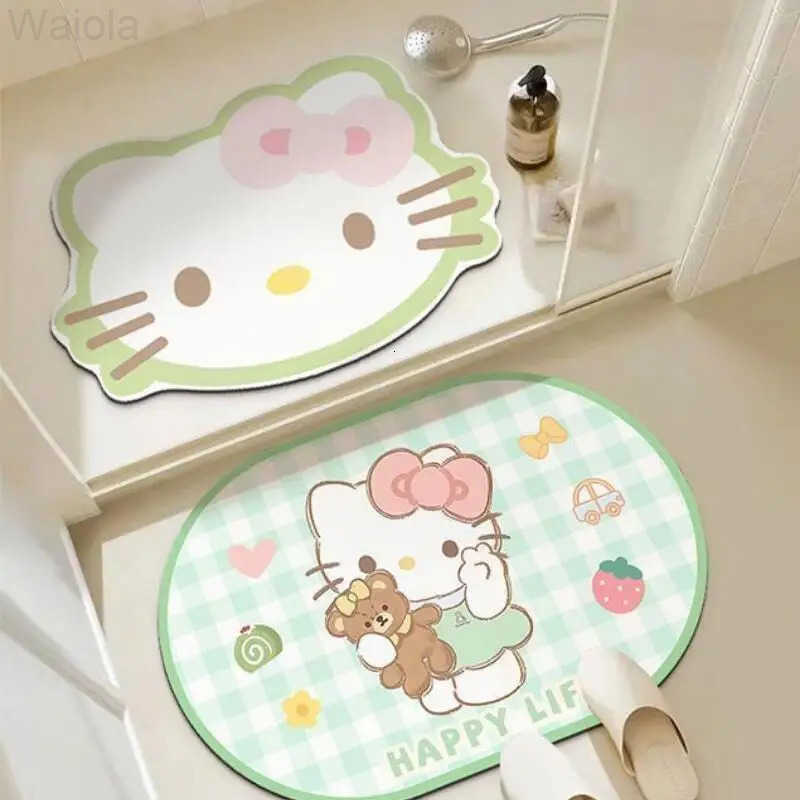 Sanrio Hot Hello Kitty Doormat Foot Mat Carpet Kitchen Bathroom Living Room 2 Sets Household Decoration Kawaii Anime Cartoon New L251016