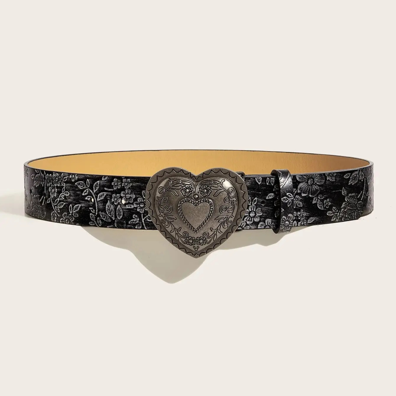 A Love Buckle Pattern PU Leather Women Belt Fashionable Casual Jeans Cowboy Men High Quality Male Strap Cintos 251008