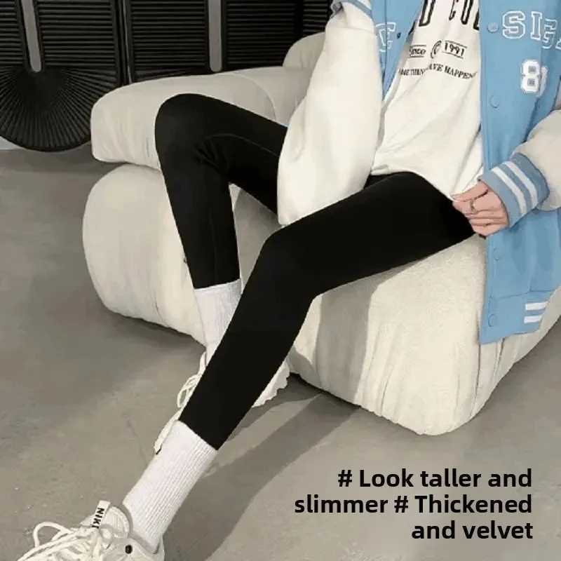 Women Thermal Leggings Winter Warm Elastic Translucent Pantyhose Female Fleece Thermal High Waist Slim Thicken Tight PantsT251016