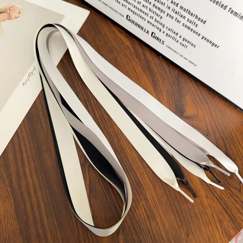 Satin Silk Ribbon Shoelaces Woman Girls Y2K White Sweet for Sneakers Premium Decorative Shoes Charm Laces Accessories 120CM 251014