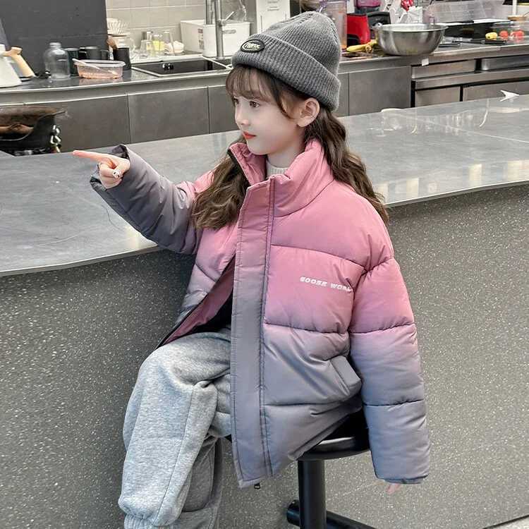Girls Winter CottonPadded jJcket 2025 New Foreign Style 514 Year Girl Large Child Padded Jacket With StandUp CollarT251016