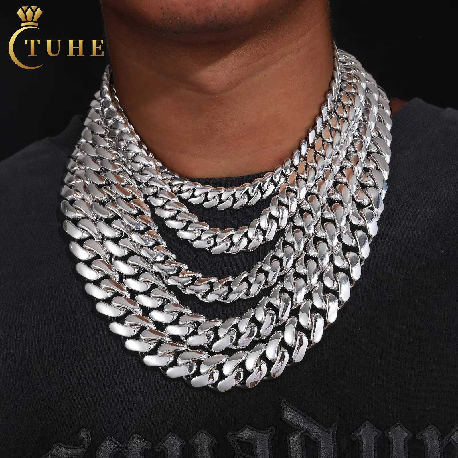 Luxury Hip Hop Jewelry 10mm22mm Solid 925 Sterling Silver Moissanite Diamond Iced Out Buckle Miami Cuban Link Chain Necklace