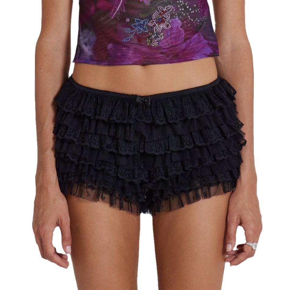Sexy Beach Hot Ruffled Wave Solid Color Lolita Low Waist Shorts Skirt Pants B5