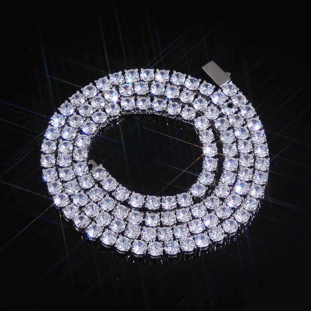 Hip Hop 5A CZ Diamonds Tennis Chain Necklace Bracelets Spring Chain Clasp 18K Real Gold Plated Jewelry