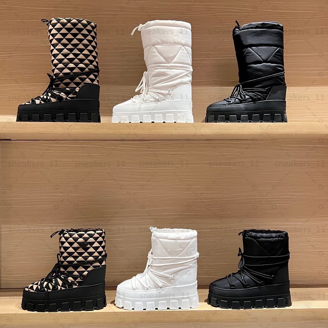 Designer Boot Gabardine Apres-Ski Boots Women Winter Autumn Snow Boots Top-Quality With Drawstring Black Brown White Platform Snow boots