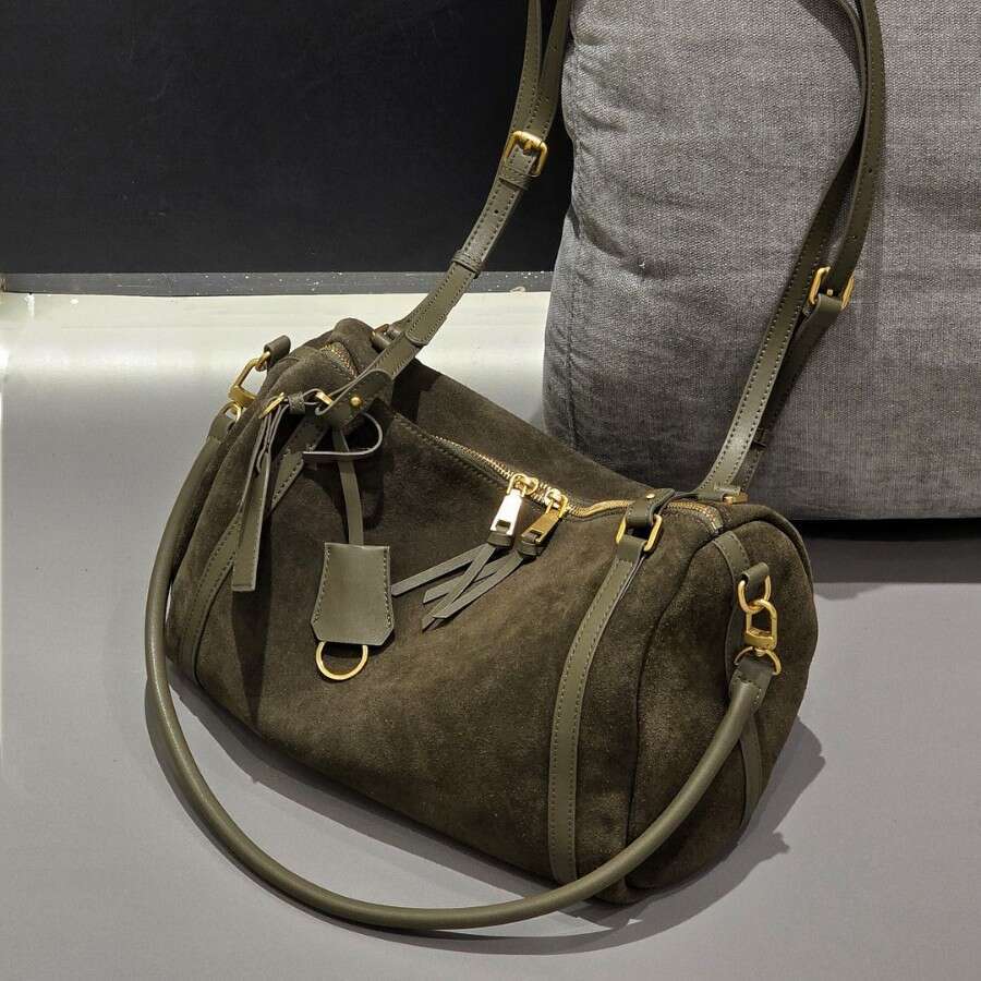 Autumn New Matte Leather Boston Pillow For Women, Large Capacity Single Shoulder Crossbody Commuter Bag, Bowling Bag