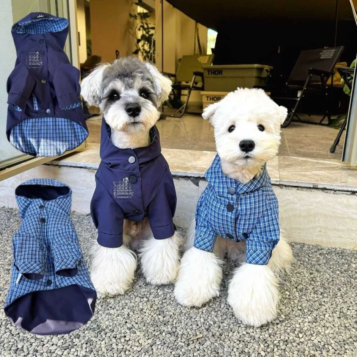Pet Plaid Hooded Jacket for Autumn and Winter Warmth Doublesided Dog Parkas Schnauzer Teddy Jacket Puppy Clothes Small Dogs D251017