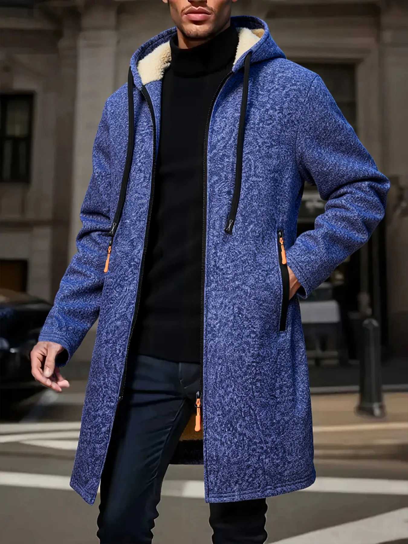 Winter Mens Long Overcoat Jackets Casual Hooded Cardigans Men Outwear Liner Thickened Warm Hoodies Oversize Winter Top Jacket J251017