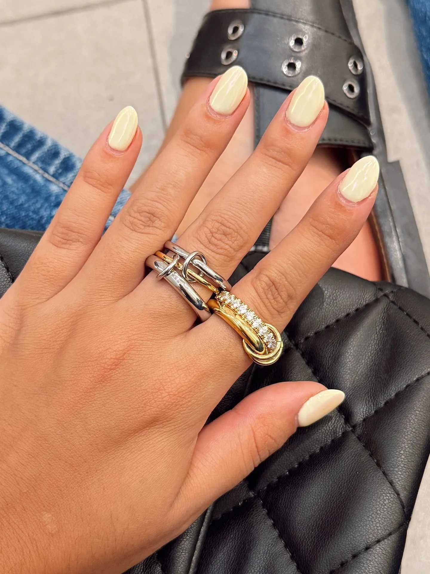 Uworld Trendy Real Gold PlatedSilver Colors Stainless Steel Stacking Spinelli Interlocking Multi Ring Minimalist Statement Jewe Z251017