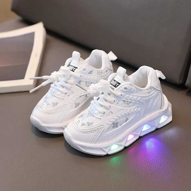 Leather Infant Shoes Childrens Fashion Luminous Light Shoes Mesh Lightweight Small Children Comfortable Casual Shoe KidT251017