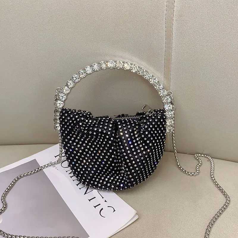 Full diamond handbag water diamond pleated dinner bag fashion chain shoulder messenger bag Z251017