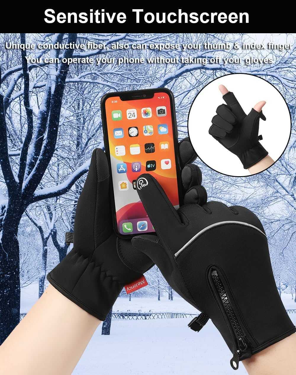 Winter Gloves Men Women 2 Finger Exposable Touch Screen Gloves Running Gloves Cycling Gloves Driving Gloves Warm Gloves Winter Fishing Gloves Z251017