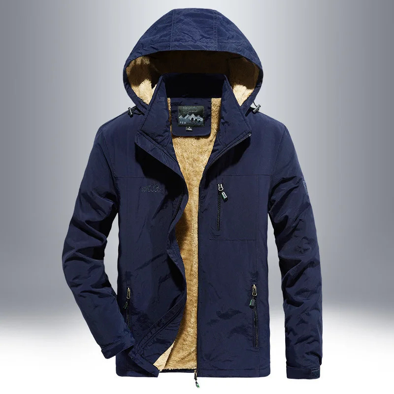 Autumn Winter Men Jacket Thicken Fleece Windproof Coldproof Men Parkas Coat Outerdoor Casual Zipper Hooded Outerwear For Male 251017