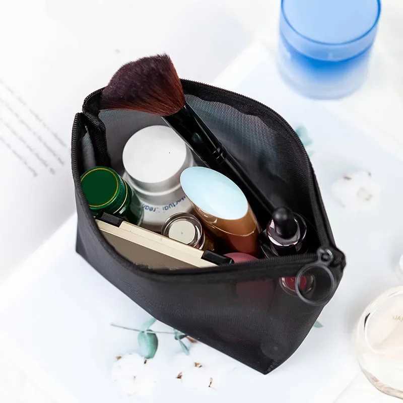 1PCS Womens Cosmetic Bags Travel Neceser Black Toiletry Kit Transparent Makeup Organizer Washing Pouch Small Large Make Up Bag W251017