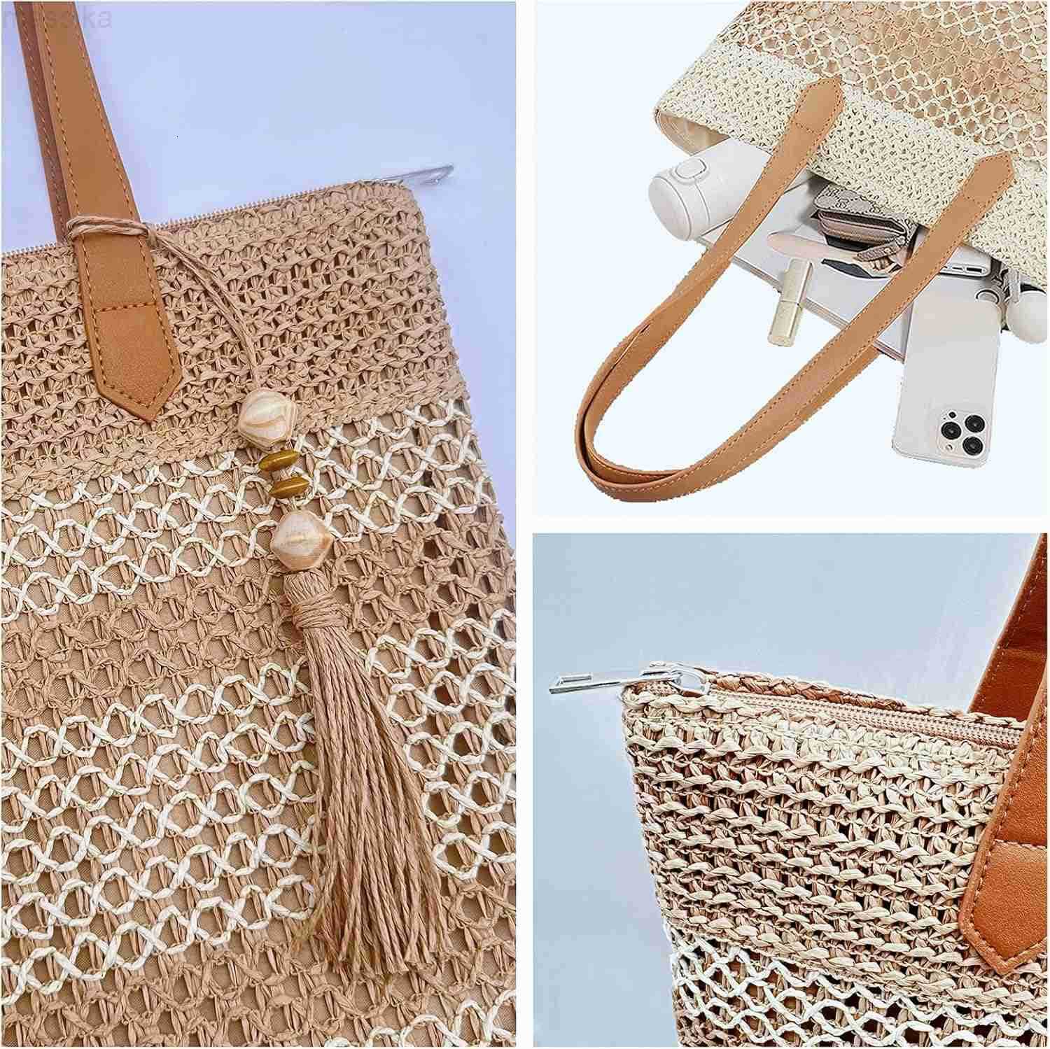 Straw Beach Bag Buckets Totes Handbag Shoulder Tote Bag Straw Purse Summer Purse Women Summer Handbag M251017