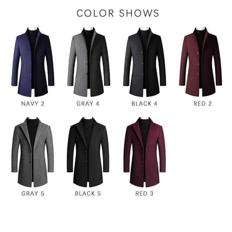 TFETTERS Casual Trench Coats Mens 2025 Solid TurnDown Collar Woolen Coat Men Overcoat Long Jacket for Men Winter Mantel Herren J251017