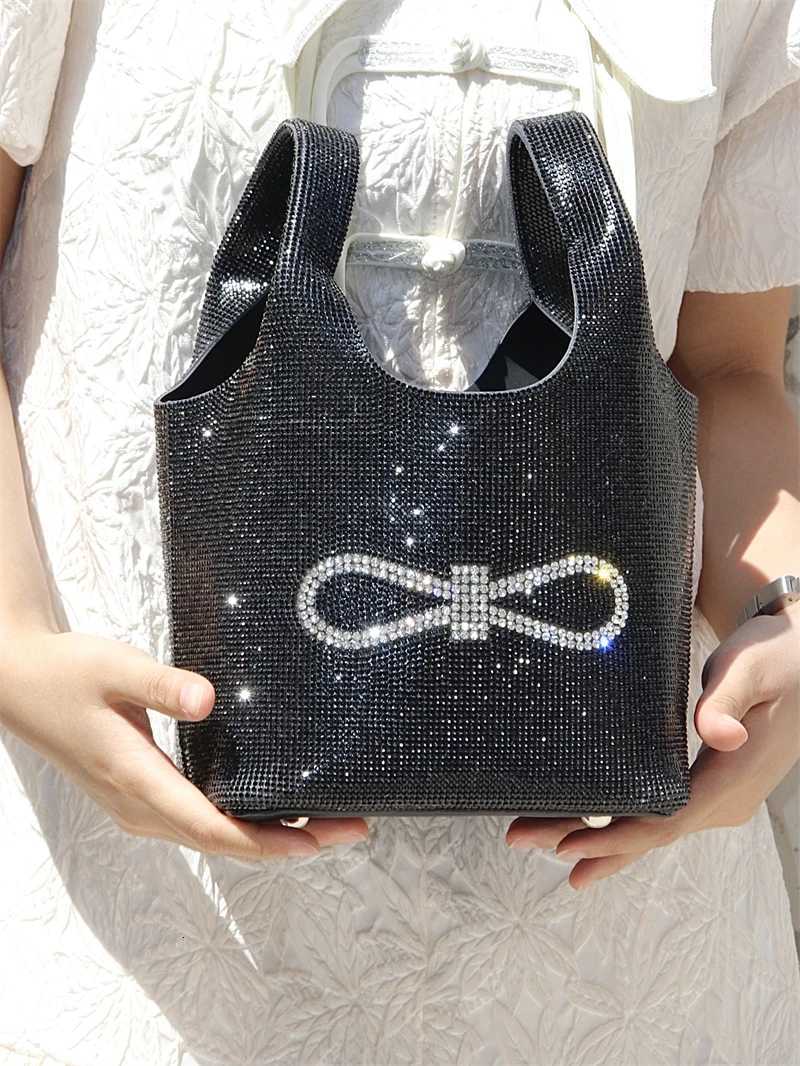 Womens Handbag Glitter Bow Knot Bucket Bag Bling Shiny Rhinestones Diamond Evening Bag Wedding Party Clutch Purse Shoulder Bag Z251017