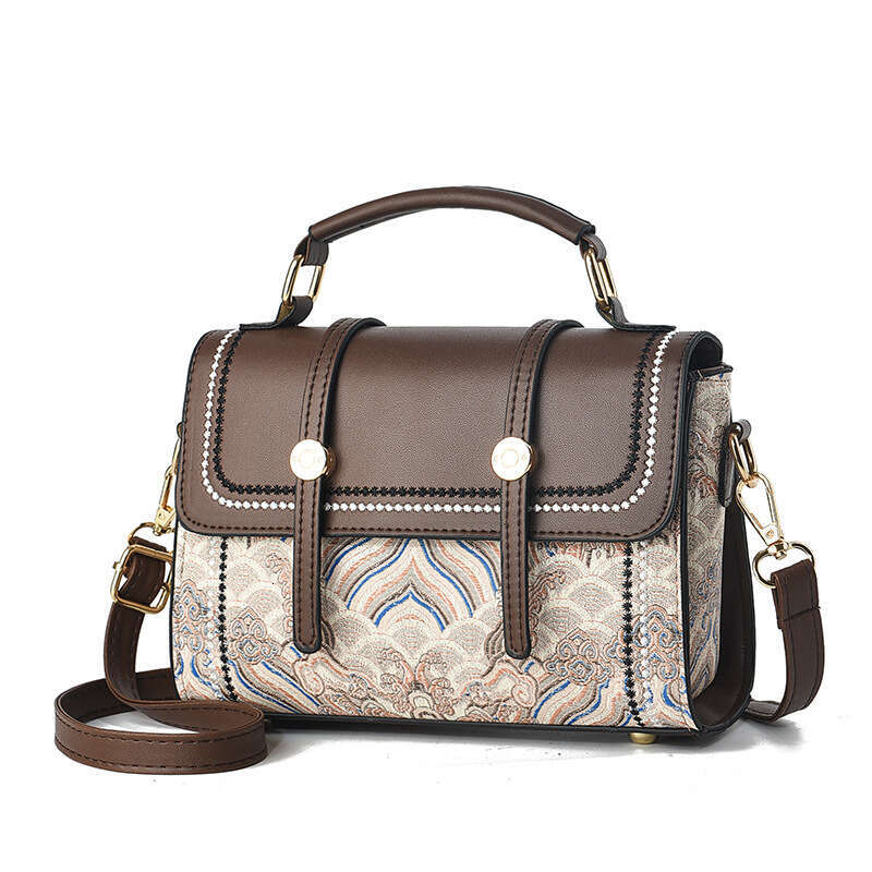 2025 New Women's National Style Embroidered Handbag Versatile Mini Shoulder Crossbody Small Square Bag for Women