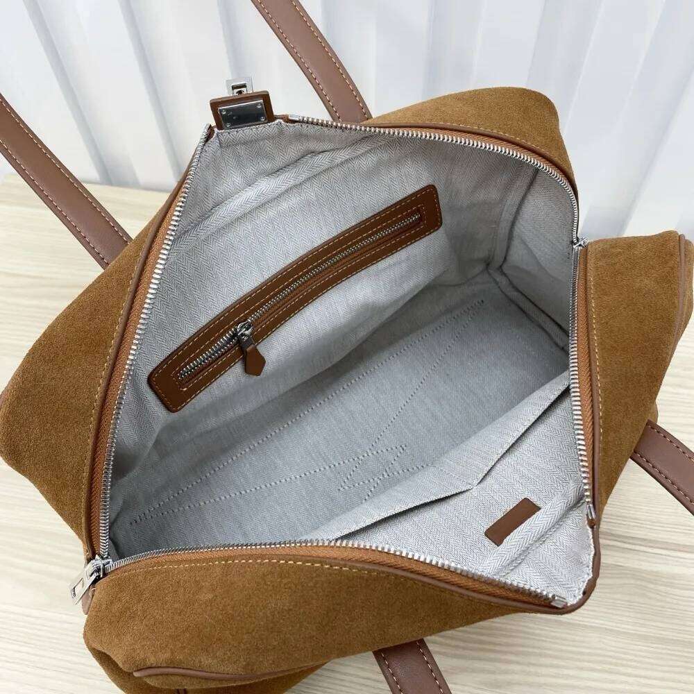 New Suede Boston Retro Old Money Style Handbag Commuter Large Capacity Shoulder Bag Casual Versatile High Quality