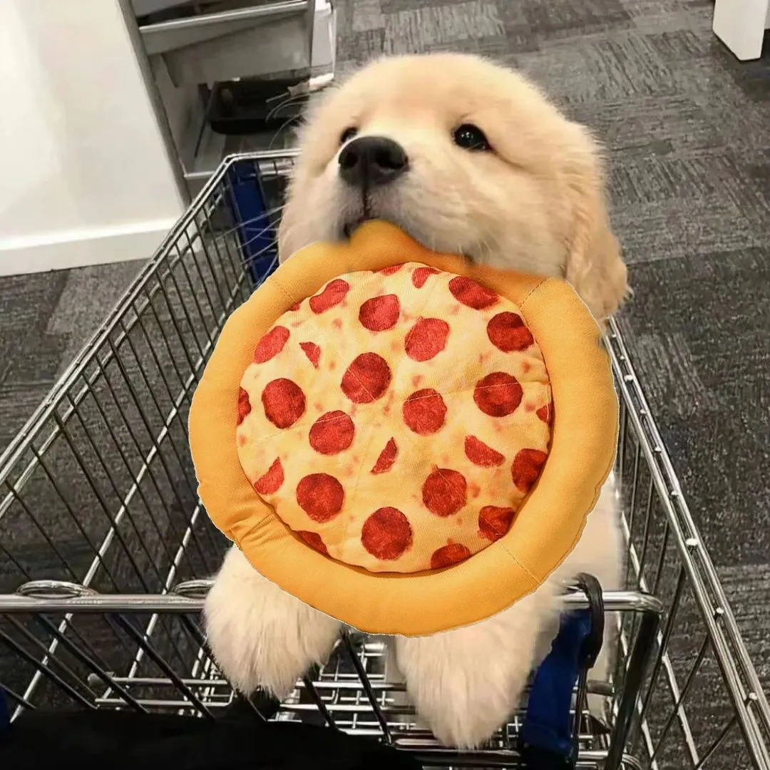 Dog Toy Sounding Pizza Ringing Paper Plush Pet Chai Dog Golden Hair Cute Companion Training corgi Molar