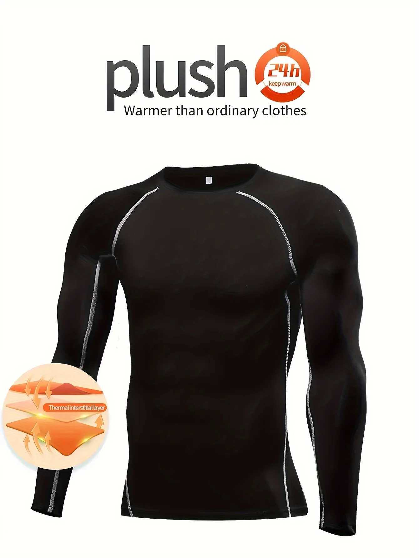 Mens sports thermal top thermal underwear Tshirt suitable for daily wear during gym workouts lightweight and flexible H251017