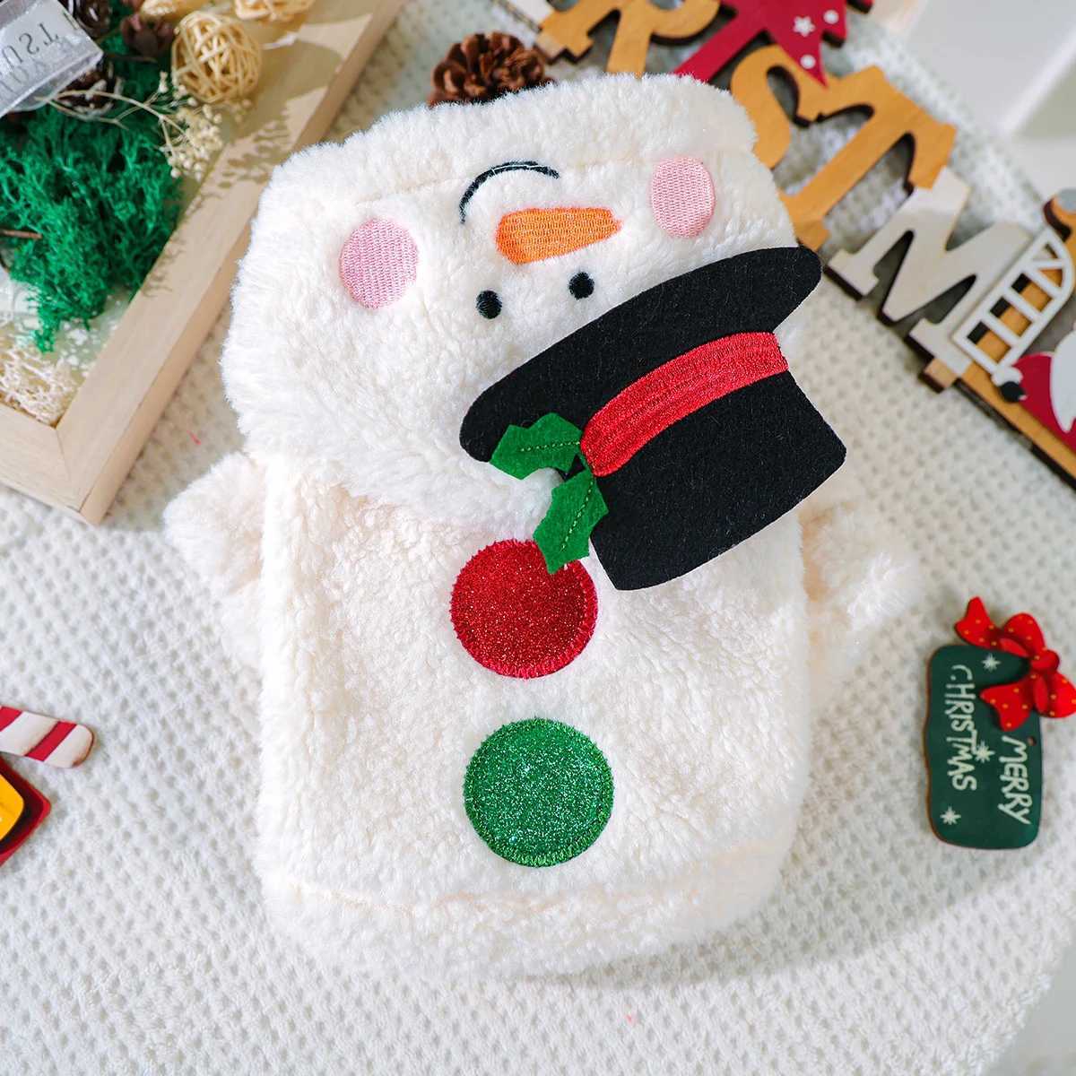 Pet Dog Cat Clothes Autumn and Winter Thickened Plush Snowman Sweater Jacket Snapdown White Hoodie JacketW251017