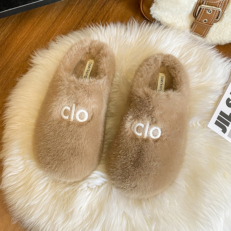 Designer shoes free shipping 2025 New Thick Bottom Warm Lamb Hair Slippers Outdoor Indoor Versatile Fashion and Casual Flat Slippers black white khaki