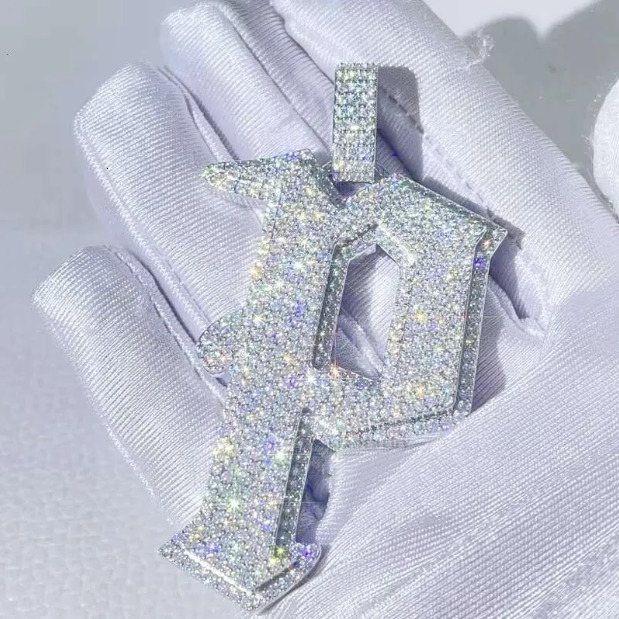 Customized Sliver Hip Hop VVS Moissanite Diamond Charm Necklace P Letter Pendant