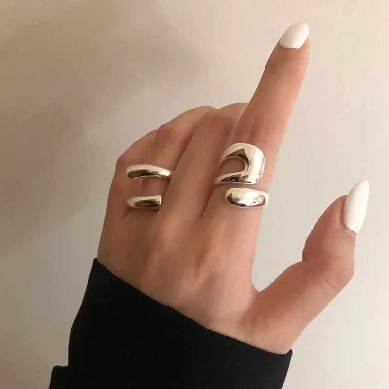 Foxanry Minimalist Silver Color Rings for Women Fashion Creative Hollow Irregular Geometric Birthday Party Jewelry GiftsW251017