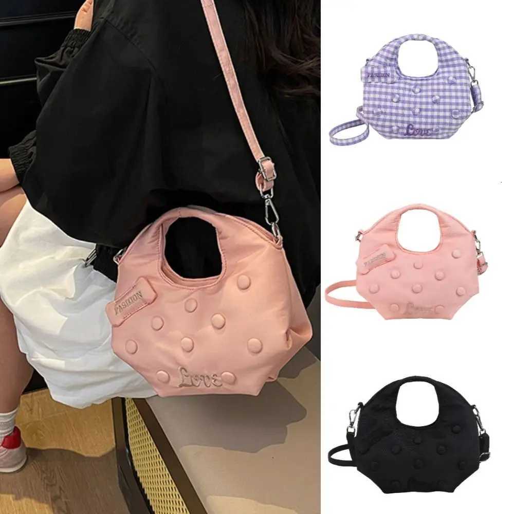 Cute Cookie Design Handbag Korean Style Large Capacity Crossbody Shoulder Bag Solid Color Nylon Girly Commuting Bag Outdoor Z251017
