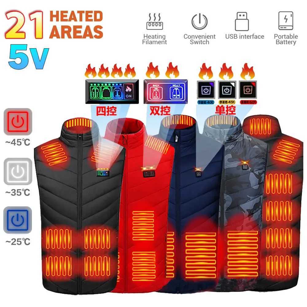 21 Areas Heating Vest Winter Electric Heated Jackets Men Women Thermal Heated USB Winter Skiing Heating Jacket Bodywarmer Coat H251017