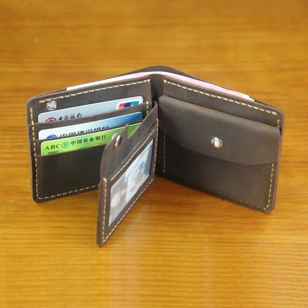 Luxury Handmade 100 Genuine Leather Men Wallet Purse Short Money Clip with Coin Pocket Male Money Bag MultiCard Wallet VintageW251017