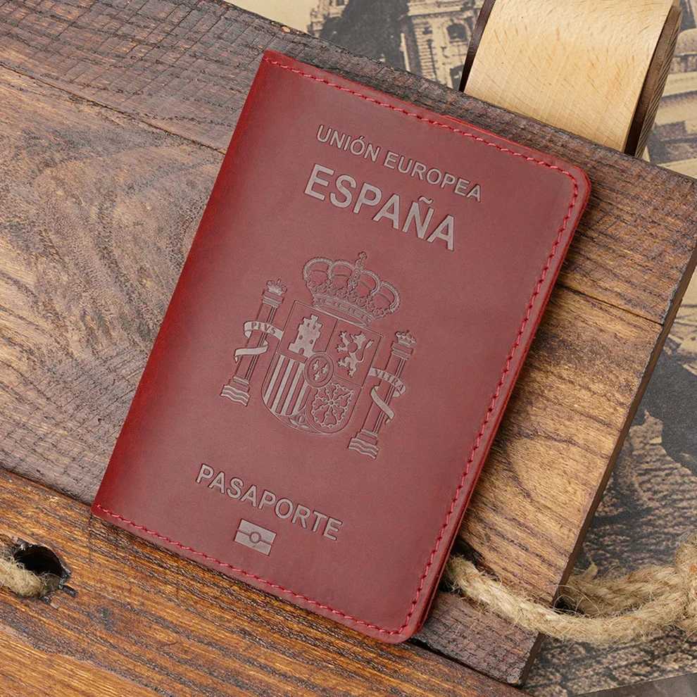 Genuine Leather Passport Cover For Espana Credit Card Holder Vintage Men Women Passport Case Travel WalletW251017