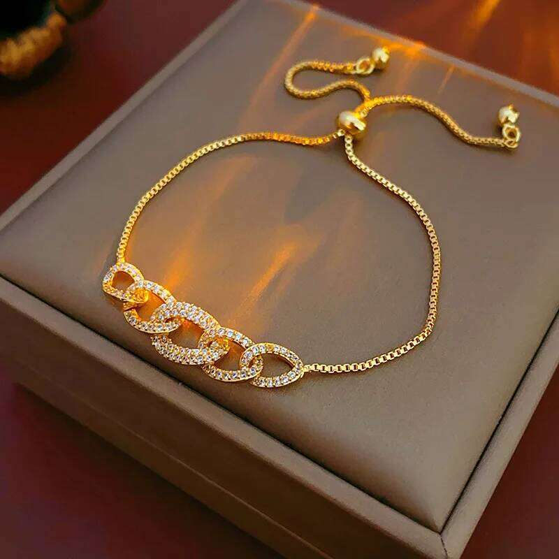 Rhinestone Pull Out Bracelets New For Women Korean Temperament Delicate Fashion Bracelet Advanced Versatile Hand Jewelry