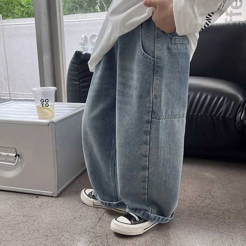 Autumn New Childrens Fashion New Boys Long Pants Jeans Loosefit Casual High Quality Boy Trouser Boys Jeans Blue Jeans B130T251017